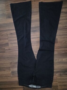 Express Black Flared Wide-Leg Jeans